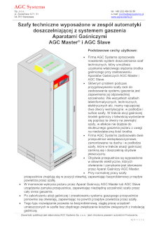 Szafy techniczne o szczelnosci w zespół automatyki doszczelniajacej z systemem gaszenia Aparatami Gasniczymi AGC Master® i AGC Slave®